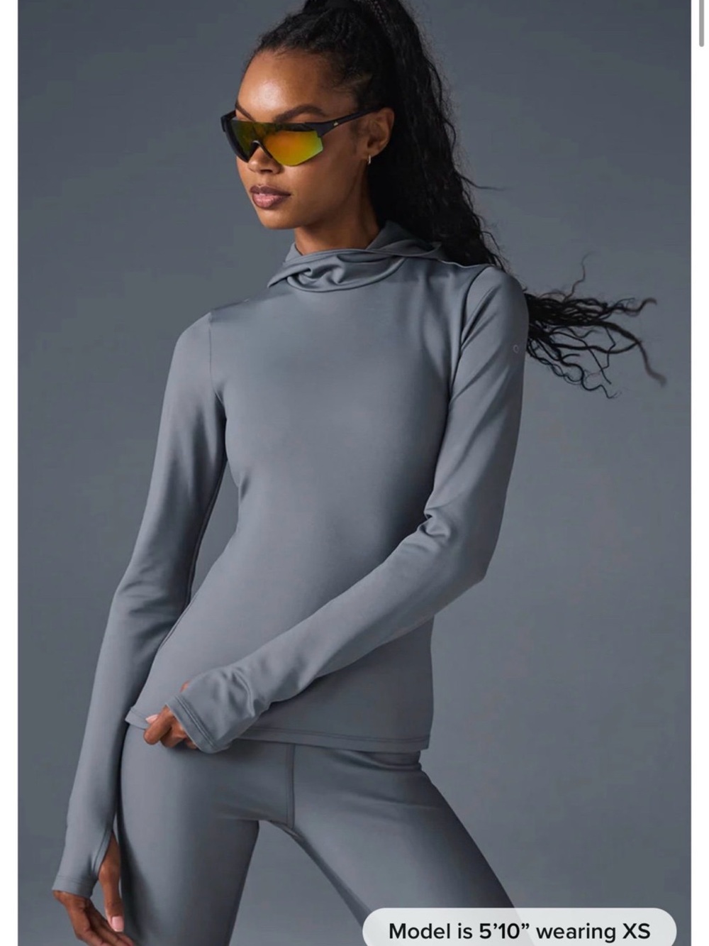 ALO Yoga Alo Airlift Winter Warm Hooded Runner Cosmic Grey